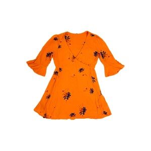 Free People Time On My Side Mini Dress Red Combo Floral Wrap Boho - Medium